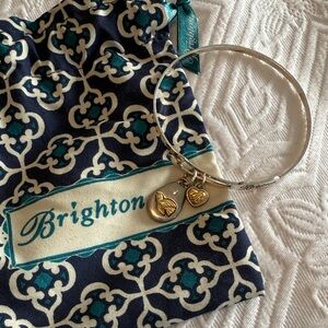 “Peace on Earth” two tone Brighton Bangle Braclet. Silver with gold accents